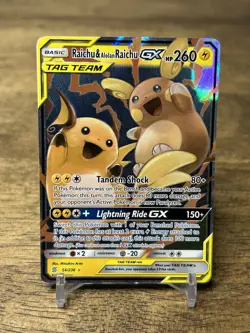 Pokemon TCG Raichu & Alolan Raichu GX 54/236 Sun & Moon Unified Minds Tag Team - Image 1