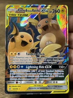 Pokemon TCG Raichu & Alolan Raichu GX 54/236 Sun & Moon Unified Minds Tag Team - Image 3