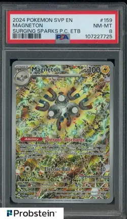 2024 Pokemon SVP En Surging Sparks Center ETB #159 Magneton PSA 8 NM-MT - Image 1