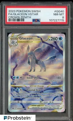 2023 Pokemon SWSH Crown Zenith #GG40 Glaceon Vstar Fa PSA 8 NM-MT - Image 1