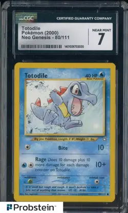 2000 Pokemon Neo Genesis #80/111 Totodile CGC 7 NM - Image 1