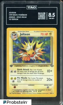1999 Pokemon WOTC Jungle 1st Edition #4 Jolteon TAG 8.5 Scroe 854 NM-MT+ - Image 1