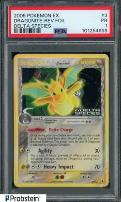2005 Pokemon Ex Delta Species #3 Dragonite Rev. Foil PSA 1 PR - Image 1