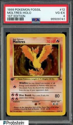 1999 Pokemon Fossil 1st Edition #12 Moltres Holo PSA 4 VG-EX - Image 1