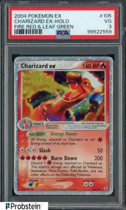 2004 Pokemon Ex Fire Red & Leaf Green #105 Charizard Ex Holo PSA 3 VG - Image 1