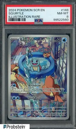 2024 Pokemon SCR EN Illustration Rare #148 Squirtle PSA 8 NM-MT - Image 1