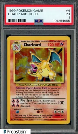 1999 Pokemon Game #4 Charizard Holo PSA 1 PR - Image 1