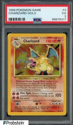 1999 Pokemon Game #4 Charizard Holo PSA 3 VG - Image 1