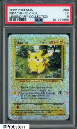 2002 Pokemon Legendary Collection #86 Pikachu Reverse Foil PSA 5 EX - Image 1