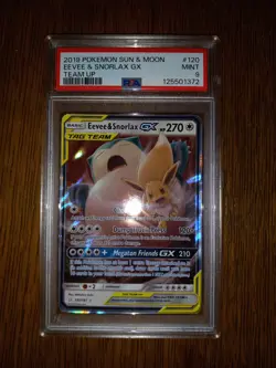 Eevee & Snorlax GX Team Up 2019 Pokemon Sun And Moon PSA 9 Mint #120 - Image 1