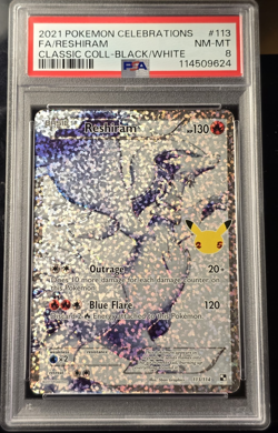 2021 Pokemon Celebrations F.A./ Reshiram Classic Coll- Black/White #113 PSA 8 - Image 1
