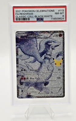 2021 Pokemon Celebrations F.A./ Reshiram Classic Coll- Black/White #113 PSA 8 - Image 2