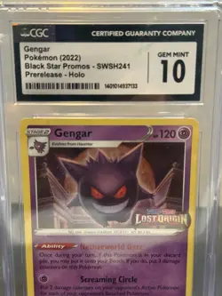 CGC 10 GEM MINT Gengar Lost Origin Prerelease Holo Promo SWSH241 Pokemon - Image 2