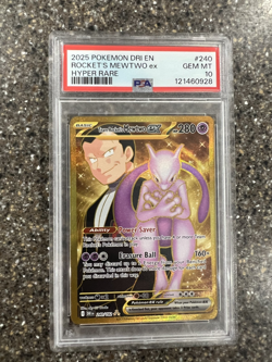 2025 Pokemon Destined Rivals Team Rocket's Mewtwo EX 240/182 Hyper Rare PSA 10 - Image 1