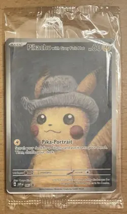 Pokemon Pikachu with Grey Felt Hat SVP 085 Van Gogh Promo Card - Sealed - Image 1