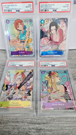 One Piece Illustration Box Promo Cards Vol 1 & 2 Sequential PSA 10 Set Nami Boa - Image 2