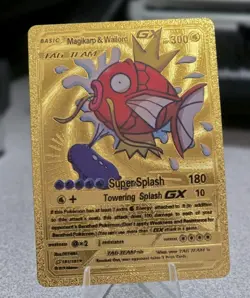 Pokemon Magikarp Wailord GX Tag Team Gold Foil Fan Art Collector Card TCG - Image 1