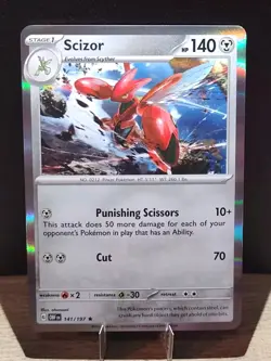 2X Scizor 141/197 Obsidian Flames Holo Rare Pokemon Cards - Image 3