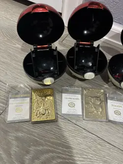 Full Set 1999 Pokemon 23k Gold Plated Trading Cards Burger King w/Poke Balls - Image 2