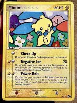 LP-/MP+ Holo Minun Pokemon Card | Vintage Rare | 2006 POP Series 3 4/17 - Image 3