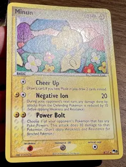 LP-/MP+ Holo Minun Pokemon Card | Vintage Rare | 2006 POP Series 3 4/17 - Image 4