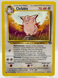 Clefable 17/64 Jungle Non Holo Rare 1999 WotC Vintage Pokemon TCG Card PL - Image 1