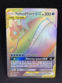 Magikarp & Wailord GX Holo Card 183/181 Secret Team Up Edition - Image 1
