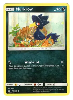 Pokemon TCG Murkrow Sun & Moon Guardians Rising 78/145 Regular Common Card NM - Image 1