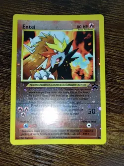 Pokemon Entei #34 Black Star WOTC Movie Promo Reverse Holo Swirl 🍥 - Image 2