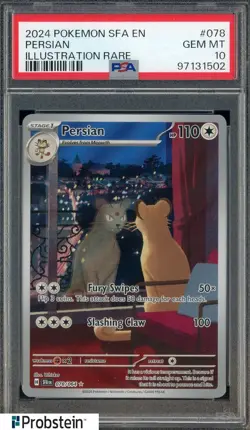 2024 Pokemon SFA EN Illustration Rare #078 Persian PSA 10 GEM MINT - Image 1