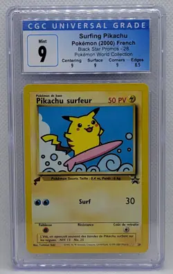 POKEMON WORLD COLLECTION PROMO FRENCH SURFING PIKACHU #28 CGC 9 MINT #3821850041 - Image 1