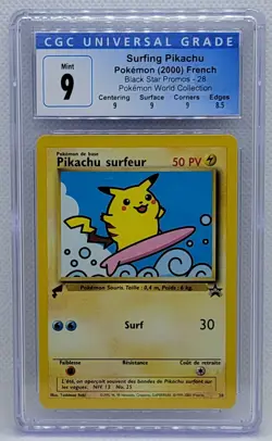 POKEMON WORLD COLLECTION PROMO FRENCH SURFING PIKACHU #28 CGC 9 MINT #3821850041 - Image 2