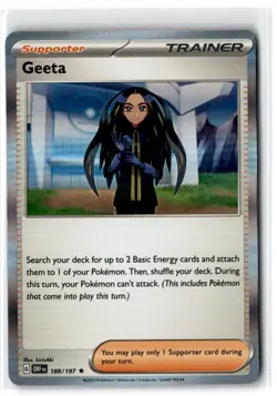 2023 Scarlet & Violet Series - Obsidian Flames Geeta #188 Rare Holo - Image 1