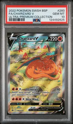 2022 POKEMON SWSH BLACK STAR PROMO #260 FULL ART/CHARIZARD V PSA 10 - Image 1