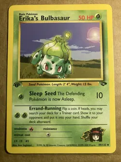Erika's Bulbasaur Pokemon Card Gym Challenge 39/132 1st Edition LP - Image 1