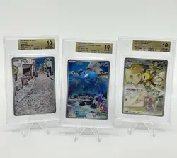 BGS 10 Pokemon Card Japanese Slowpoke Marill Ribombee Art Rare 3 Card Set AR - Image 1