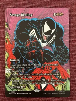 Savage Beating FULL ART NM/M MTG Spiderman Magic Card Marvel - Image 1