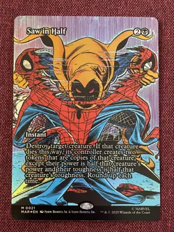 Saw in Half FOIL FULL ART NM/M MTG Spiderman Magic Card - Image 1