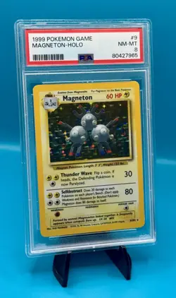Pokemon TCG Magneton Base Set Holo Unlimited Rare Card 9/102 PSA 8 - Image 1