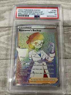 PSA 10 2022 Pokemon SWSH FA/Roseanne’s Back Up Brilliant Secret #180 - Image 1