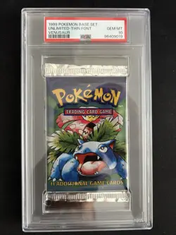 PSA 10 Pokemon Base Set Booster Pack Venusaur Art Thin Font 1999 WotC - Image 1