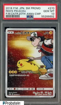 2018 Pokemon JPN SM Promo Cntr 20th Annv Cmp #270 Red's Pikachu PSA 10 GEM MINT - Image 1