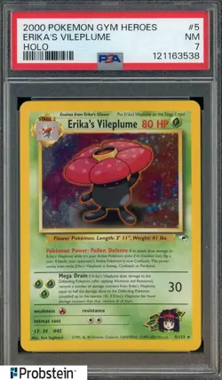 2000 Pokemon Gym Heroes #5 Erika's Vileplume Holo PSA 7 NM - Image 1
