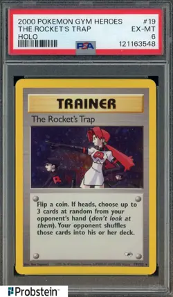 2000 Pokemon Gym Heroes Holo #19 The Rocket's Trap PSA 6 EX-MT - Image 1