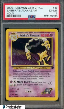 2000 Pokemon Gym Challenge #16 Sabrina's Alakazam Holo PSA 6 EX-MT - Image 1