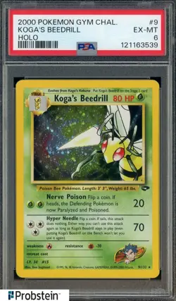 2000 Pokemon Gym Challenge #9 Koga's Beedrill Holo PSA 6 EX-MT - Image 1