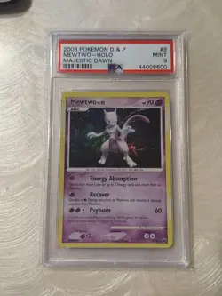 Pokemon Mewtwo 9/100 Majestic Dawn Holo Pokemon 2008 PSA 9 MINT Mew D & P BATTLE - Image 1