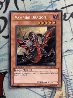 Yugioh VAMPIRE DRAGON EXVC-EN081 1st Edition Secret Rare Lightly Played - Image 1