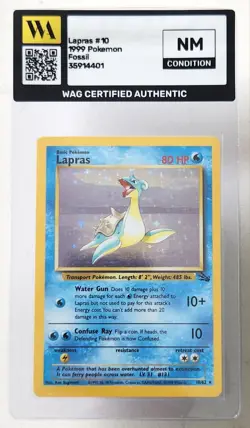 WAG Certified Nm Lapras 10/62 Fossil Holo Pokemon Slab Tcg Vintage Card - Image 1