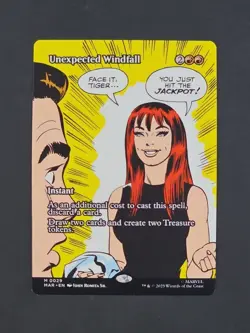 MTG ~ Unexpected Windfall ~ Borderless ~ Marvel's Spider-Man~ 29 ~ pack fresh - Image 1